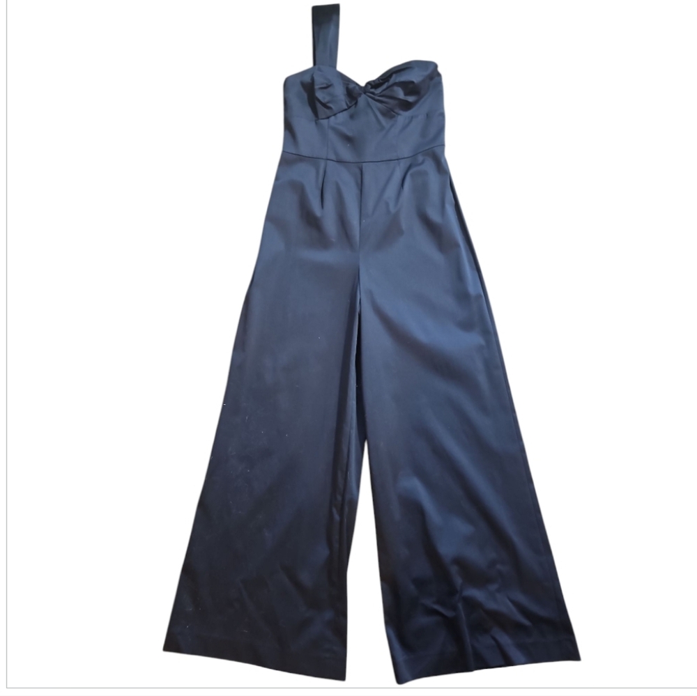 Gianni Bini Navy Blue One Shoulder Sweetheart Wide Leg Jumpsuit Sz 10
